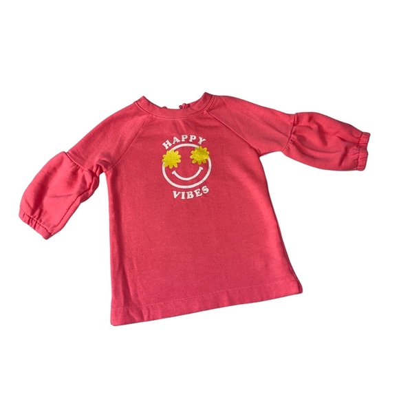 GAP Other - Baby GAP Hot Pink Happy Vibes Smiley Face Sweatshirt